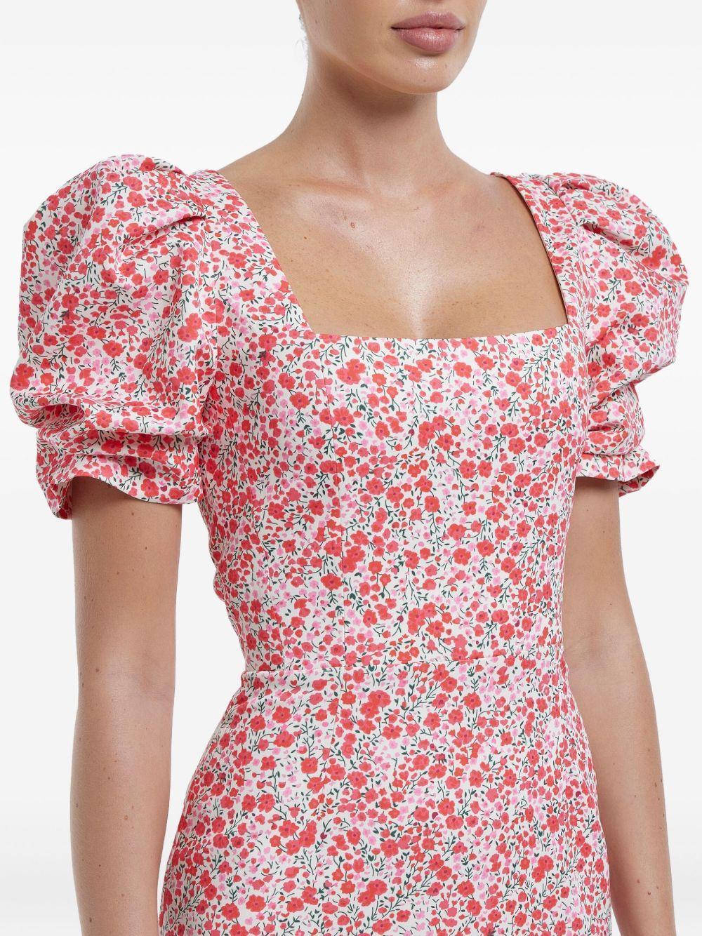 godet-silhouette square-neck midi dress Product Image