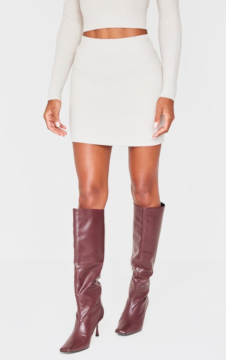 Slate Grey Soft Knit Mini Skirt Product Image