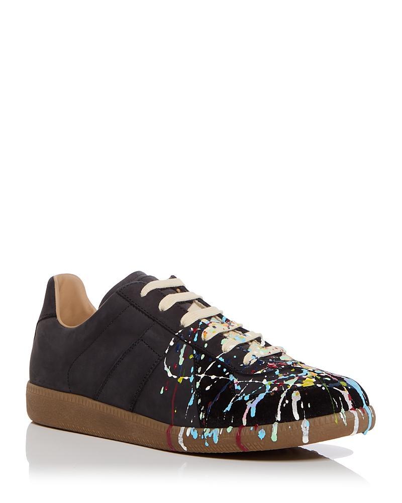 Mens Replica Paint Splatter Leather Low-Top Sneakers Product Image