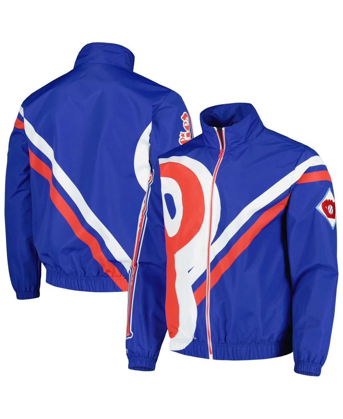 Men's Mitchell & Ness Royal Philadelphia Phillies Exploded Logo Warm Up Full-Zip Jacket, Size: 2XL, Blue Product Image