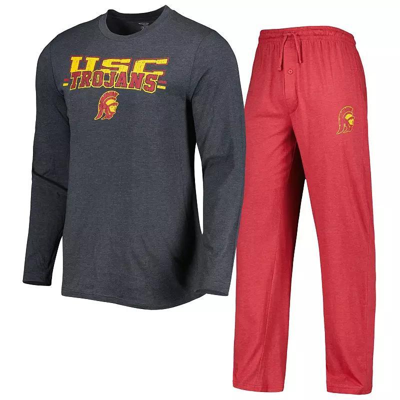 Men's Concepts Sport Cardinal/Charcoal USC Trojans Meter Long Sleeve T-Shirt & Pants Sleep Set, Size: Small, Red Product Image