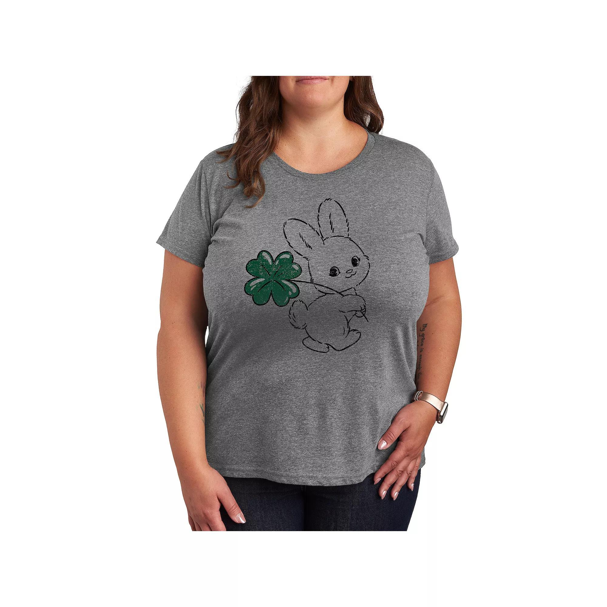 Plus Bunny And Clover Graphic Tee, Womens Product Image