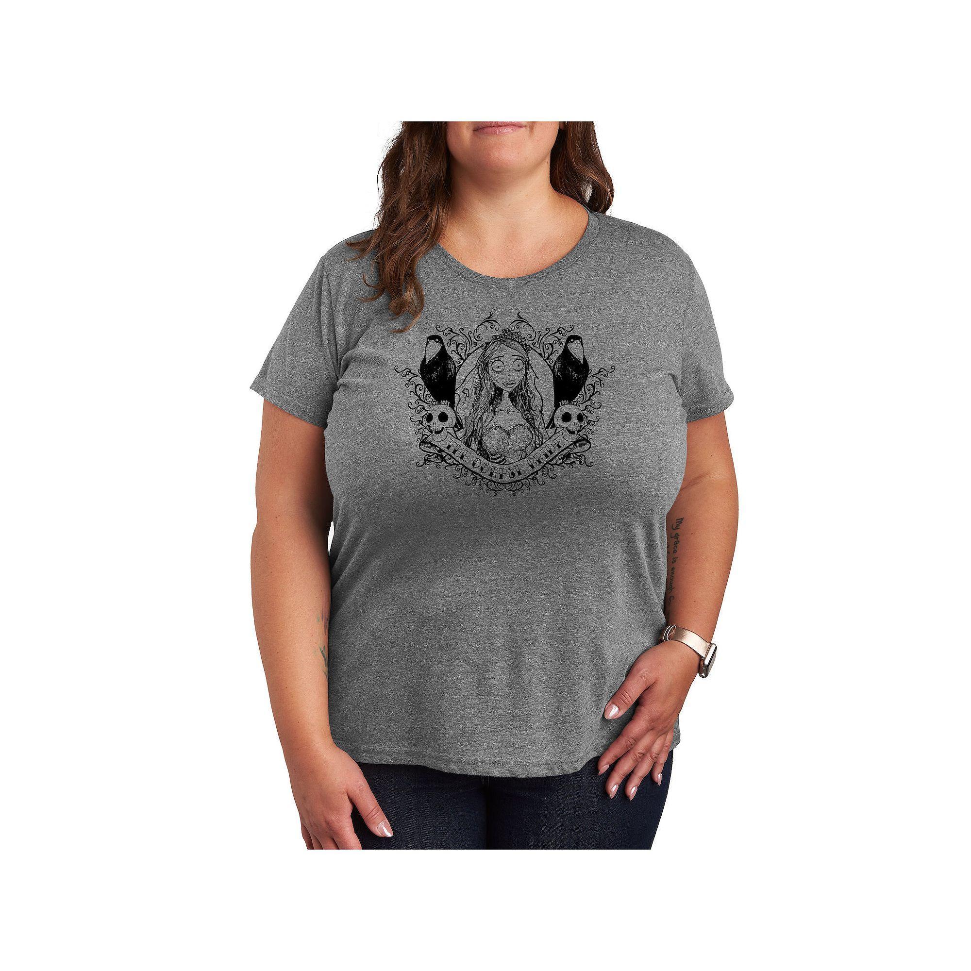 Plus Garfield Panel Logo Graphic Tee, Womens Grey Gray Product Image
