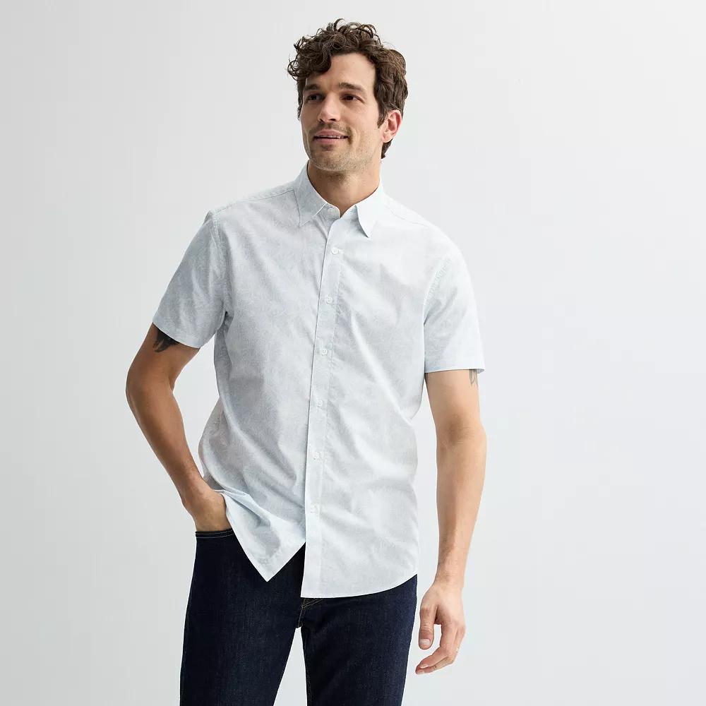 Men's Sonoma Goods For Life® Short Sleeve Performance Shirt, Size: XXL, Dotted Leaves White Product Image