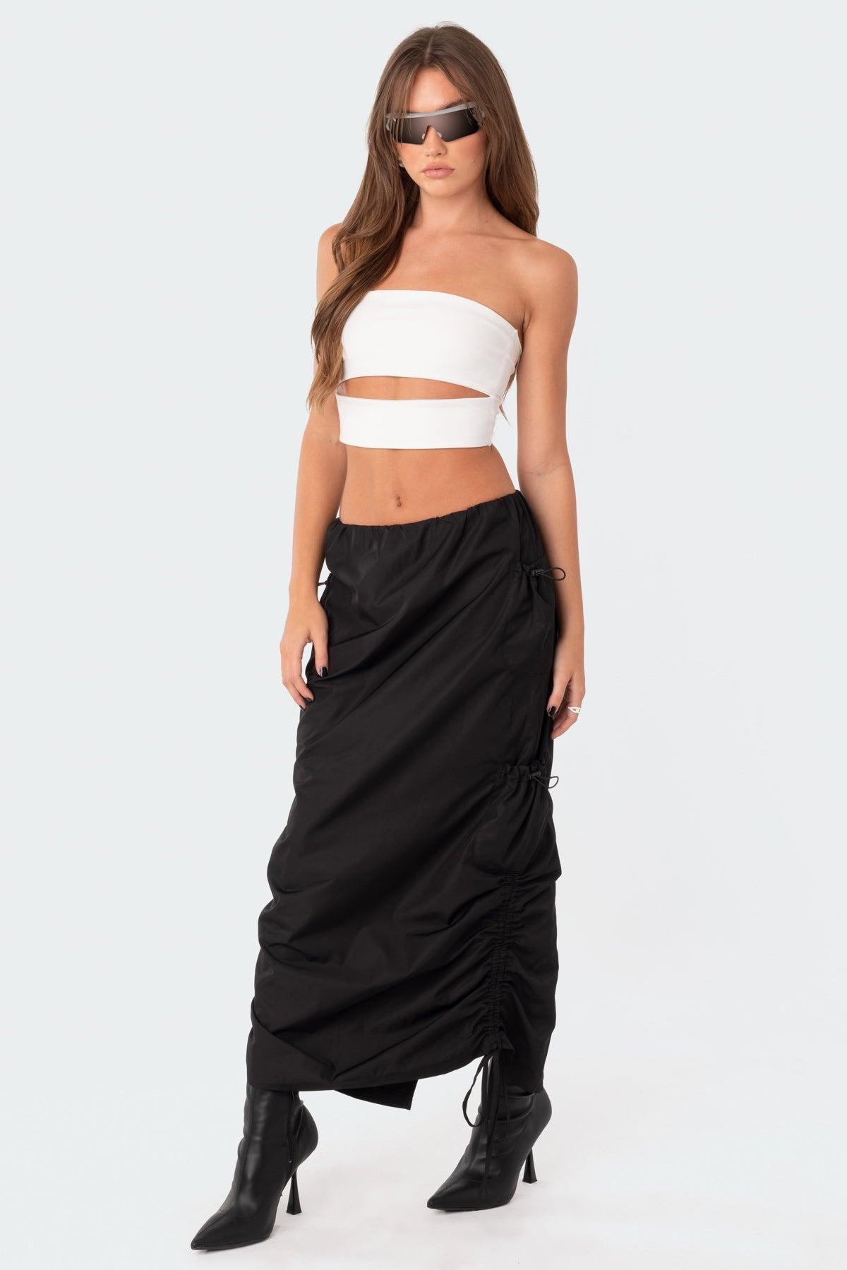 Low-Rise Slitted  Nylon Maxi Skirt Product Image