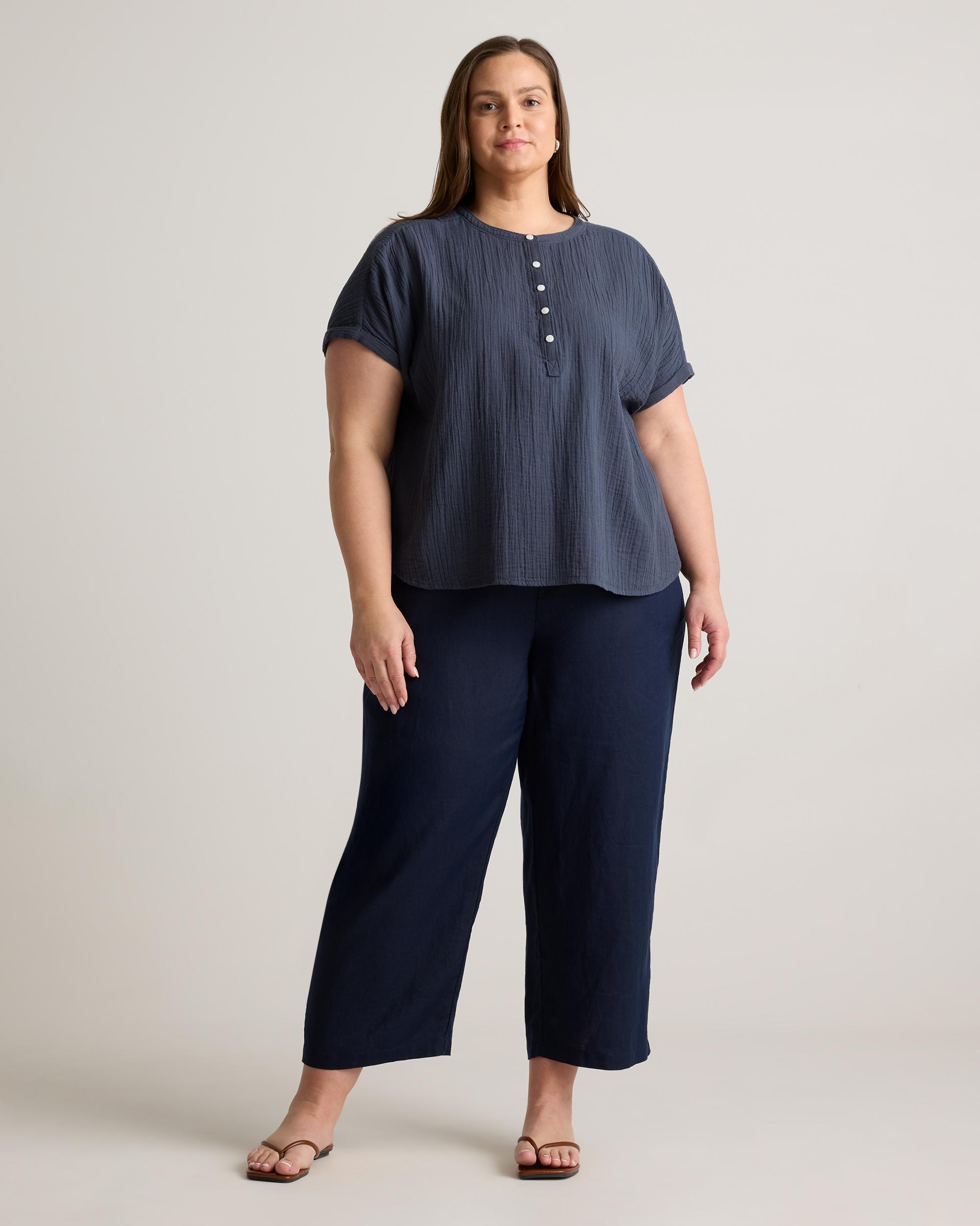 Quince | Women's Gauze Roll Sleeve Shirt Organic Cotton Product Image