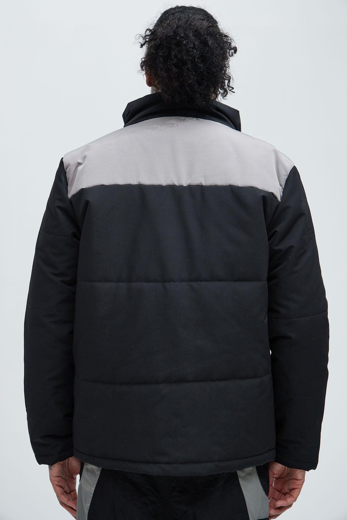 With The Flow 4 Pocket Midweight Puffer Jacket - Black/Grey Product Image