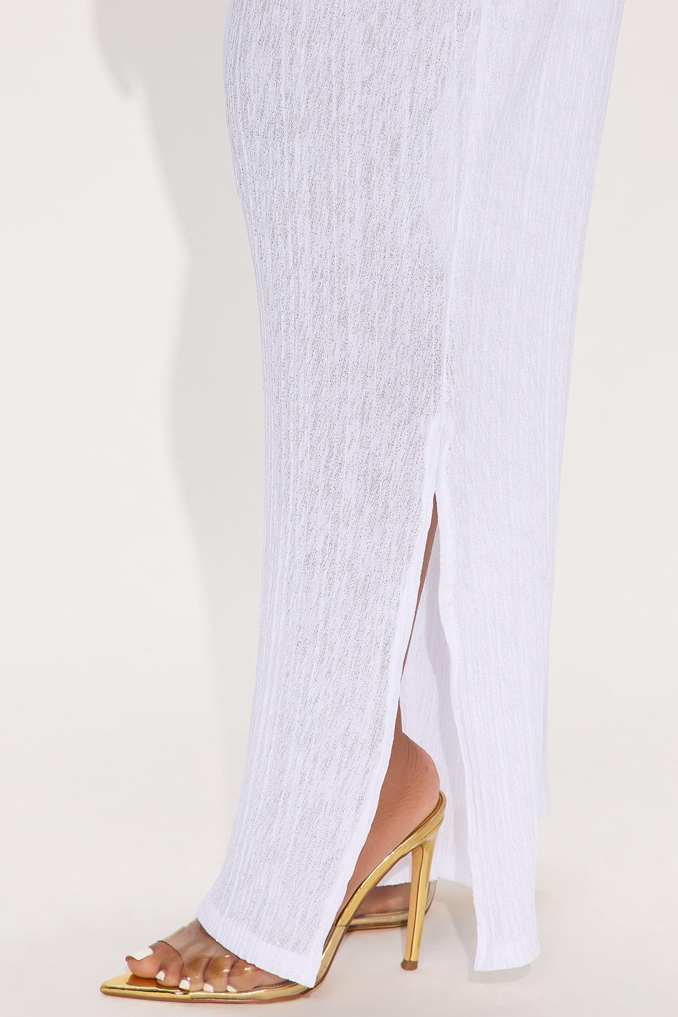 Summer Breeze Plisse Cover Up Pants - White Product Image