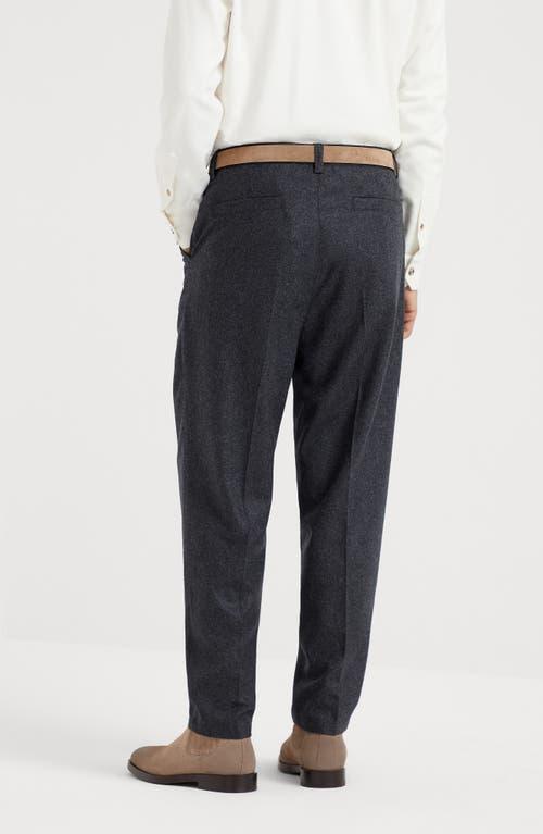 BRUNELLO CUCINELLI Virgin Wool Flannel Leisure Fit Trousers In Grey Product Image