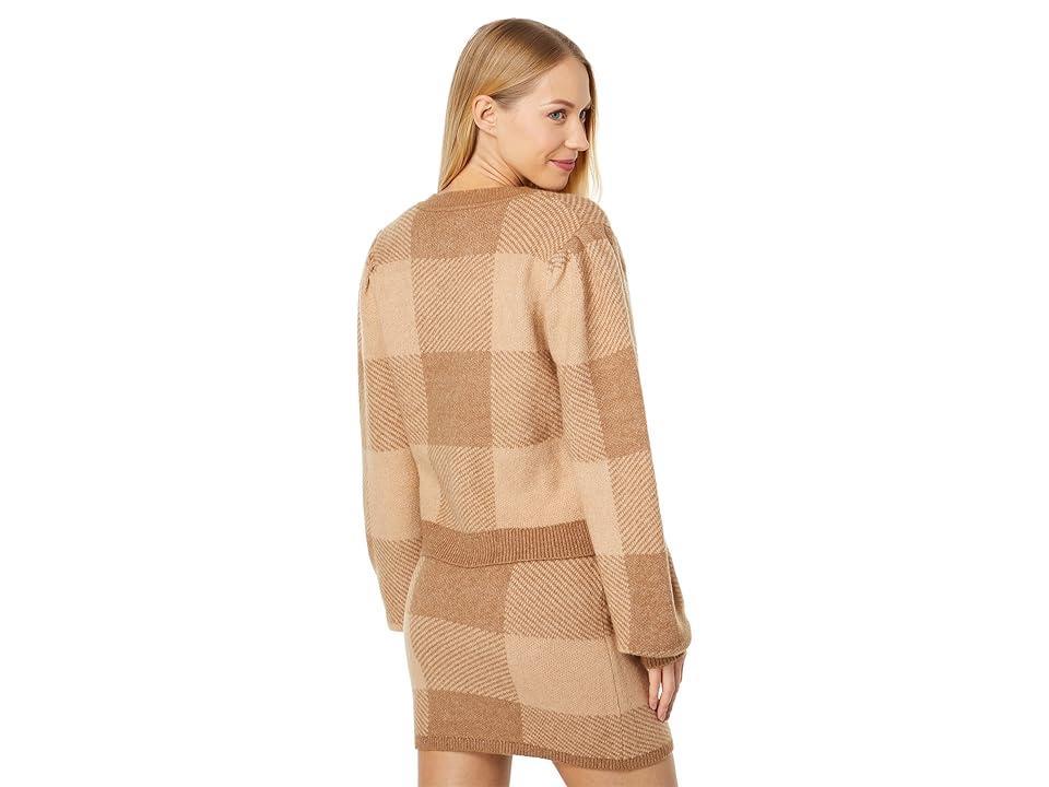 Lost + Wander Nature School Cardigan (Camel Gingham) Women's Clothing Product Image