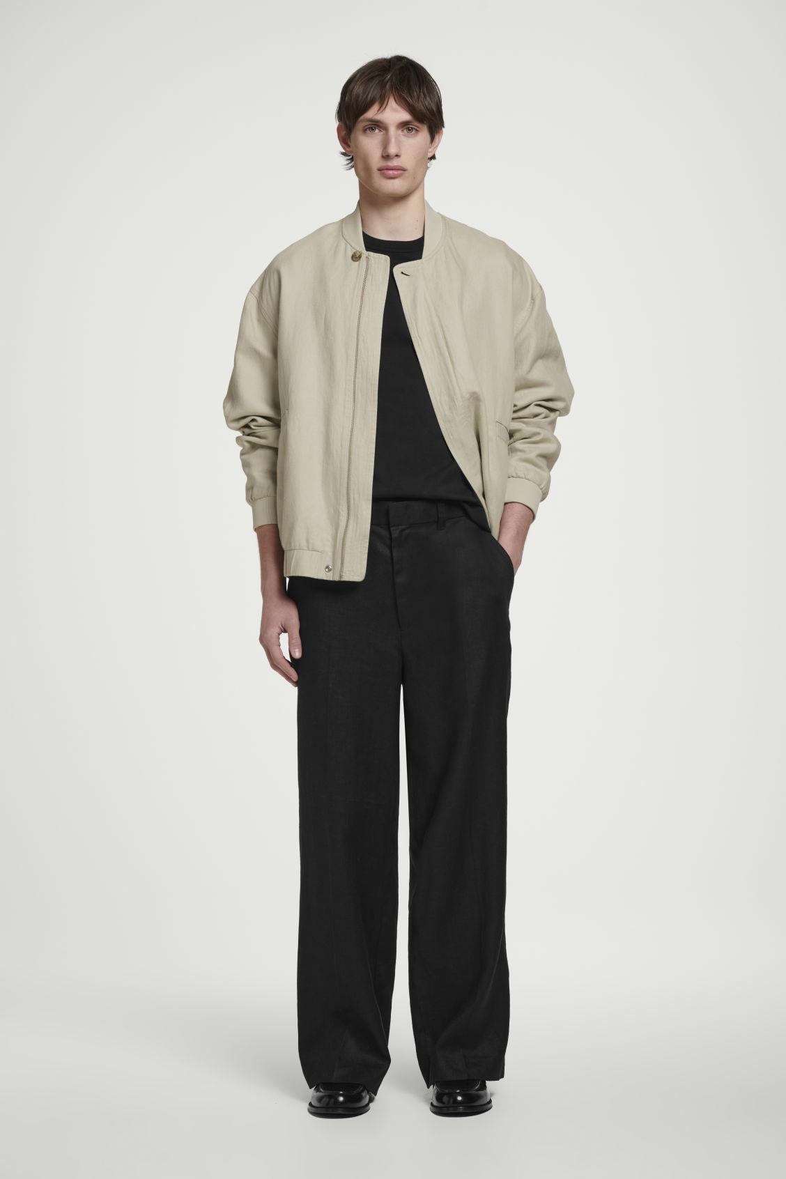 FLUID LINEN WIDE-LEG PANTS Product Image