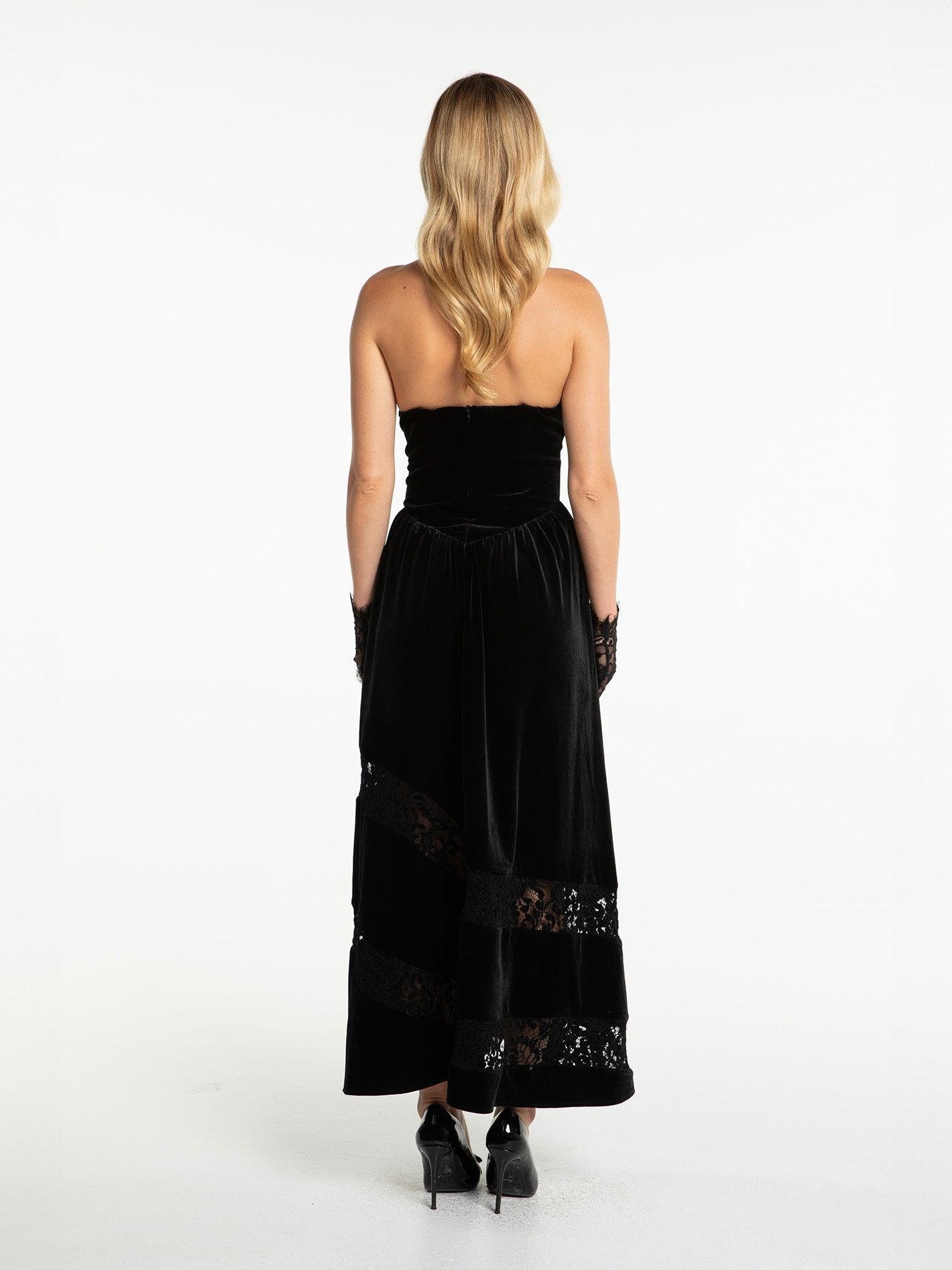 Maxine Velvet Dress (Black) Product Image