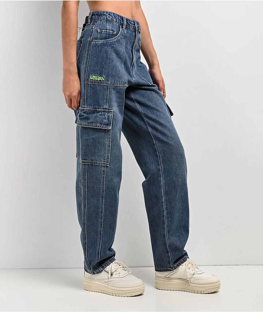 Empyre Tori Porkchop Pocket Blue Cargo Skate Jeans Product Image
