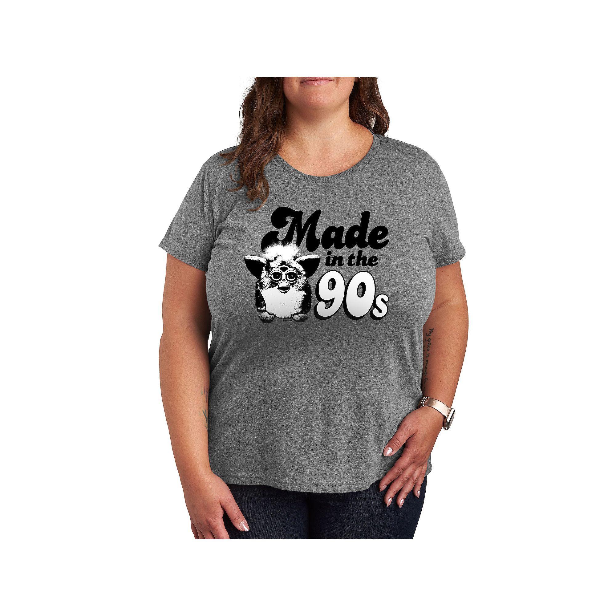 Plus Furby Made In The 90s Graphic Tee, Womens Grey Green Product Image