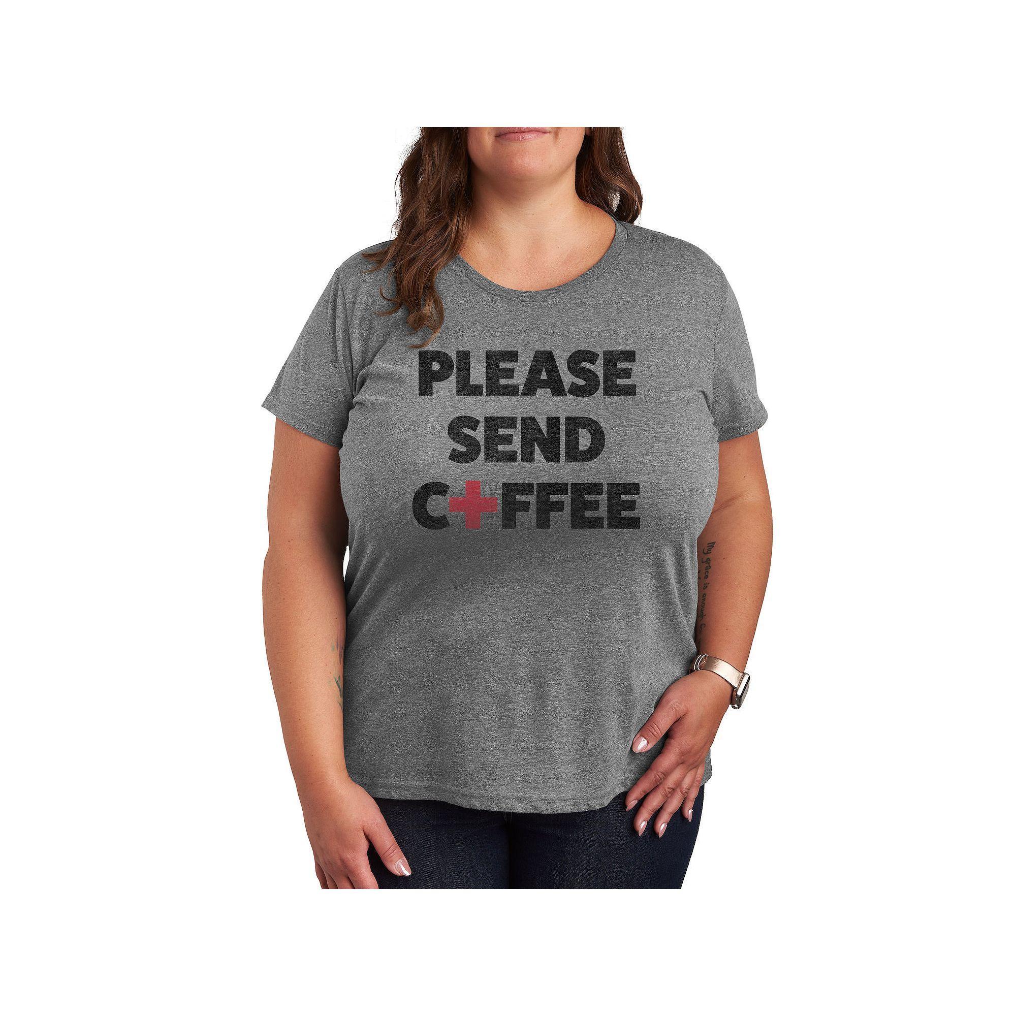 Plus Lightning Bolt Sparkle Graphic Tee, Womens Grey Gray Product Image