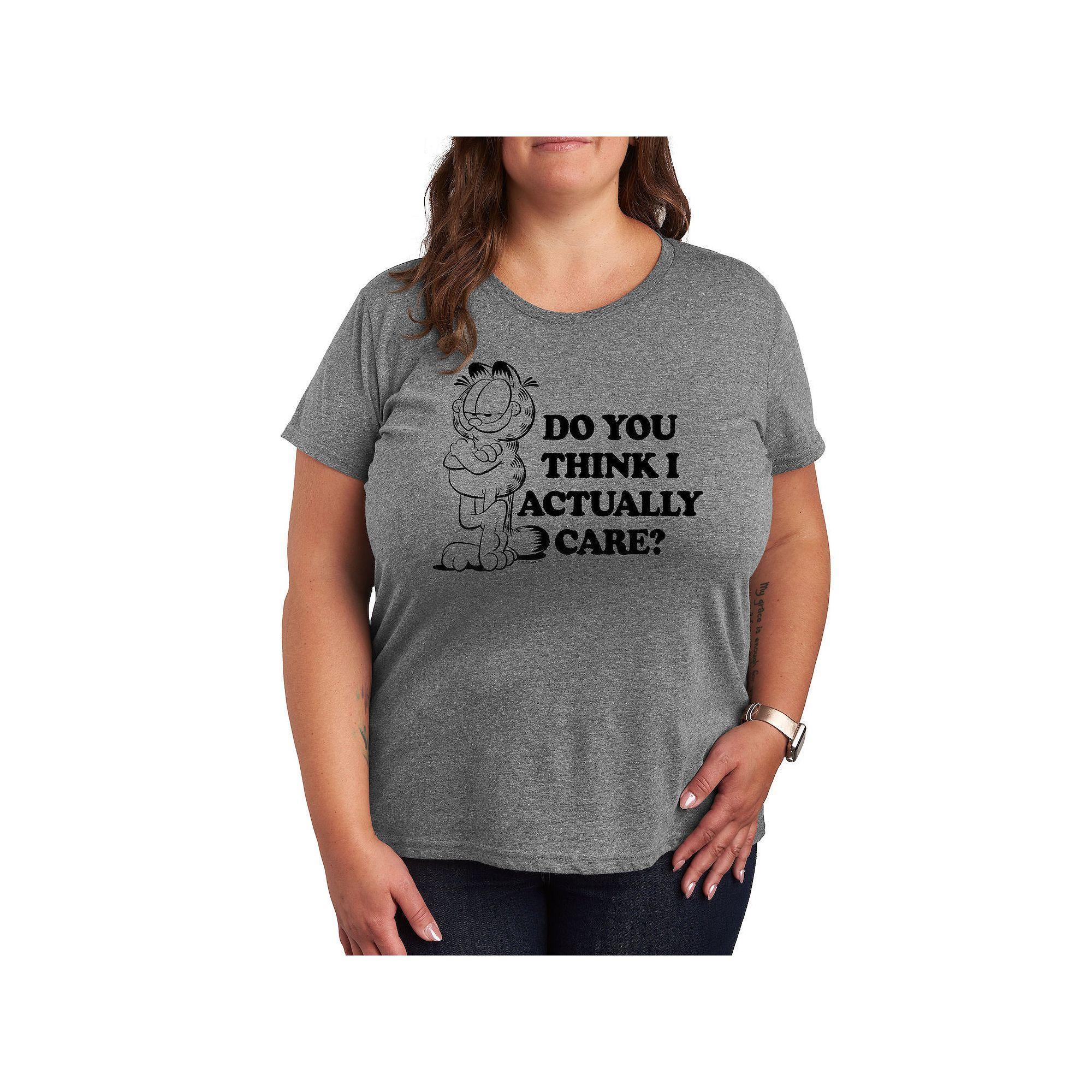 Plus Garfield Do You Think I Care Graphic Tee, Womens Product Image
