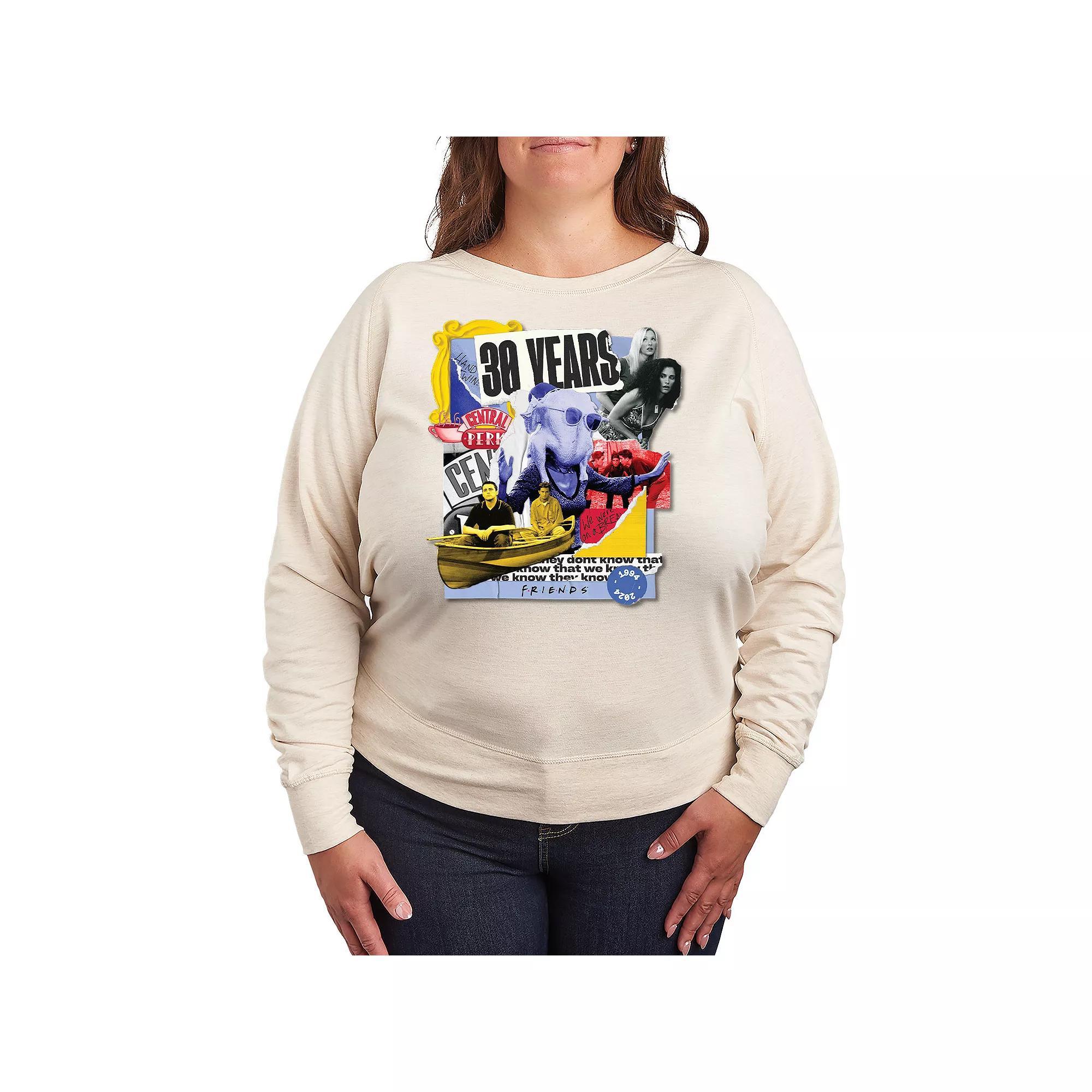 Plus Size Friends 30 Years Collage French Terry Long Sleeve Tee, Womens Product Image