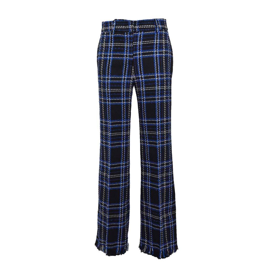 MSGM Checked Fringed Edge Trousers In Nero Product Image
