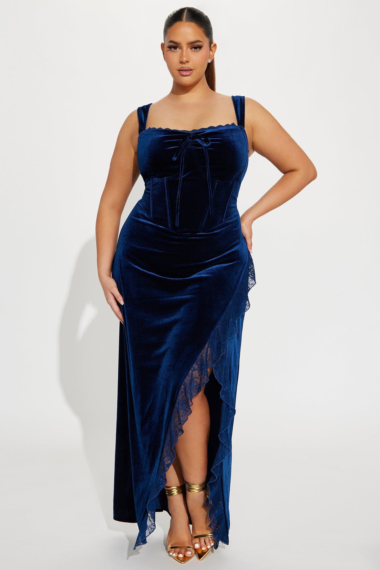 Sydney Velvet Maxi Dress - Navy Product Image
