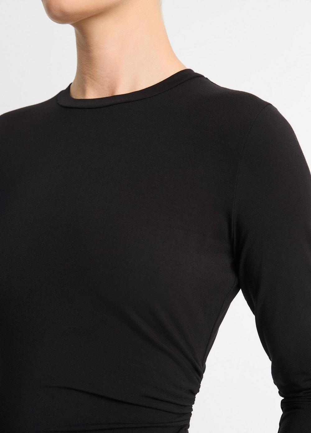 Womens Draped Long-Sleeve Crew Neck Top, Black, Size S Vince Product Image