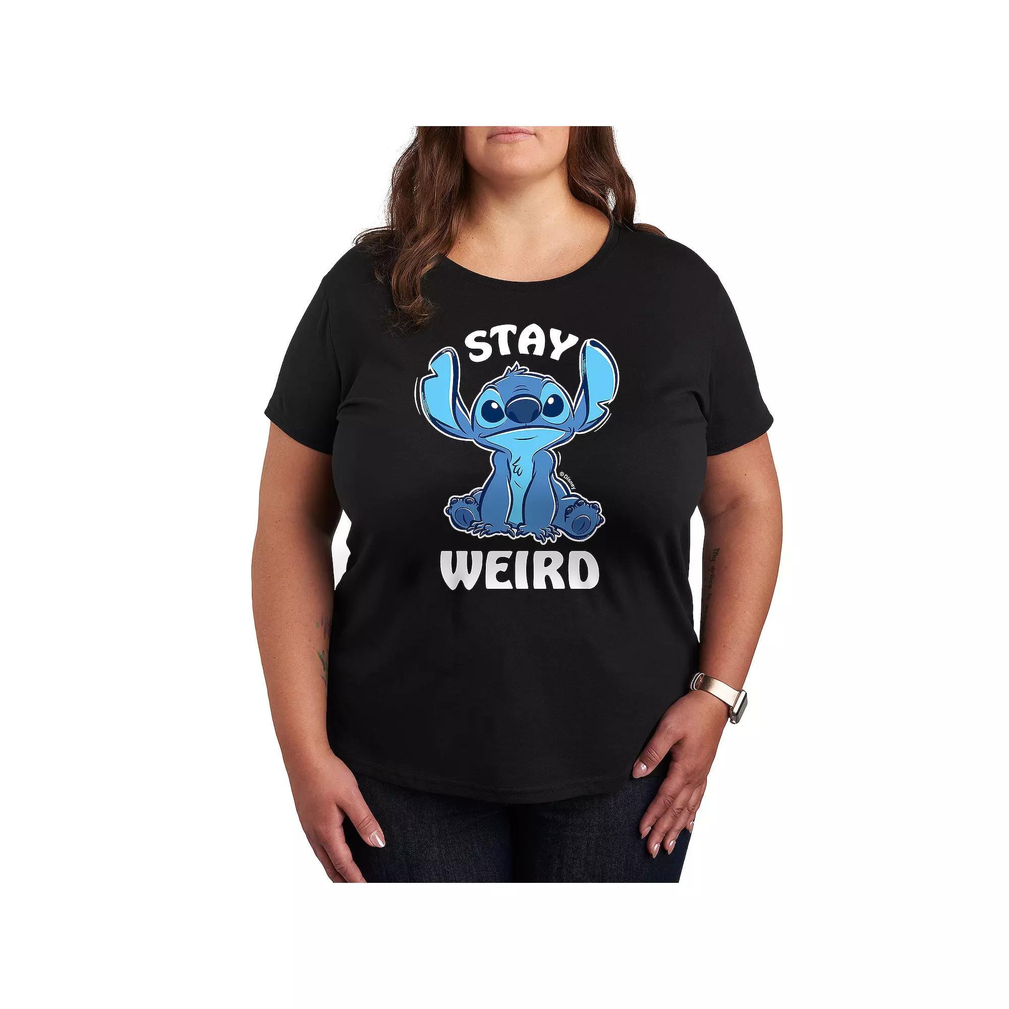Disneys Lilo & Stitch Plus Stay Weird Graphic Tee, Womens Product Image