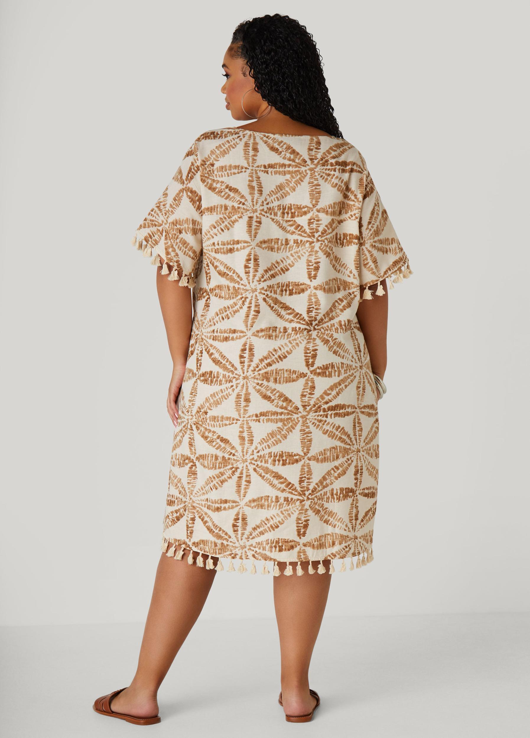 Tasseled Palm Print Dress Product Image