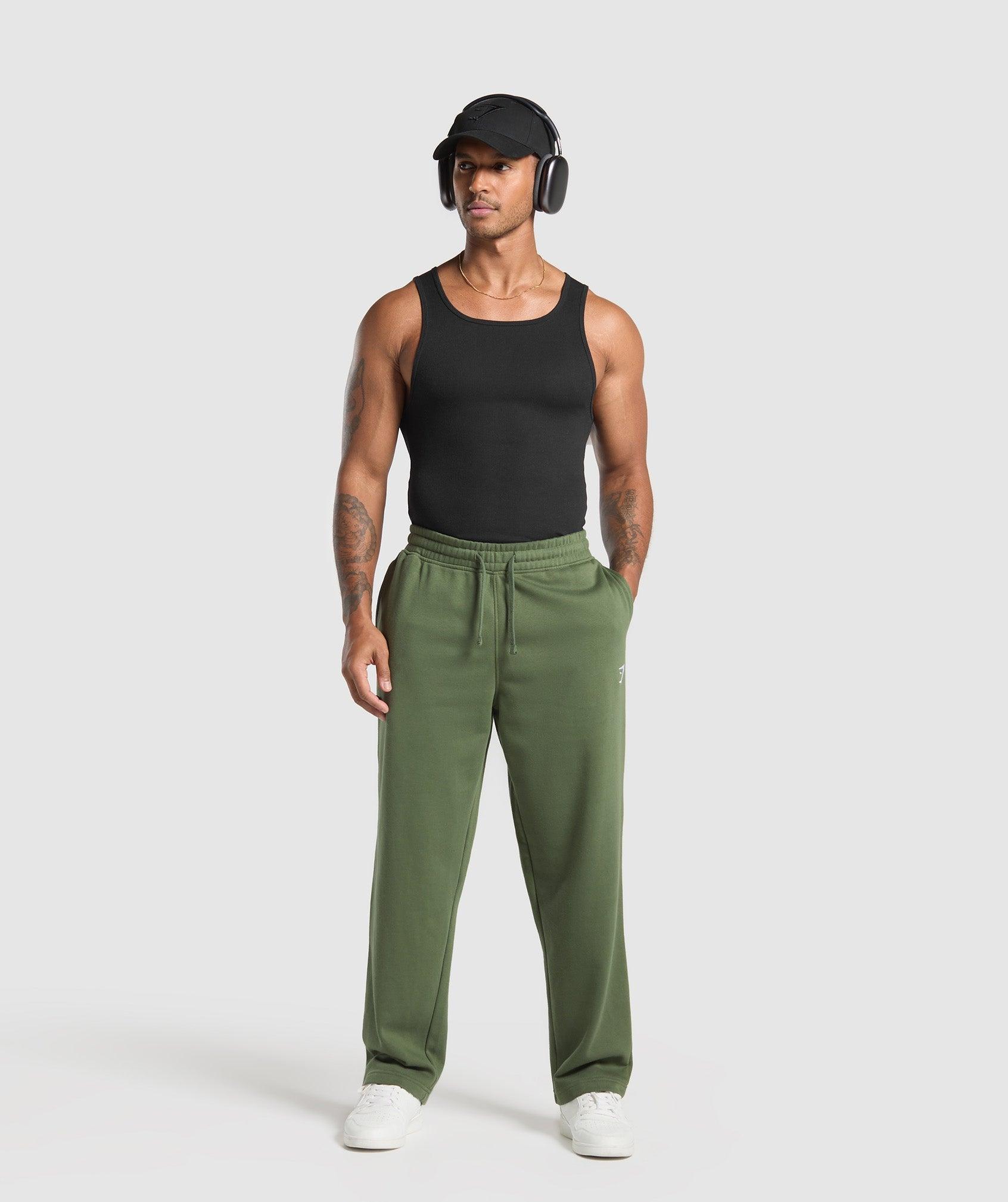 Gymshark Crest Straight Leg Joggers - Core Olive Male Product Image