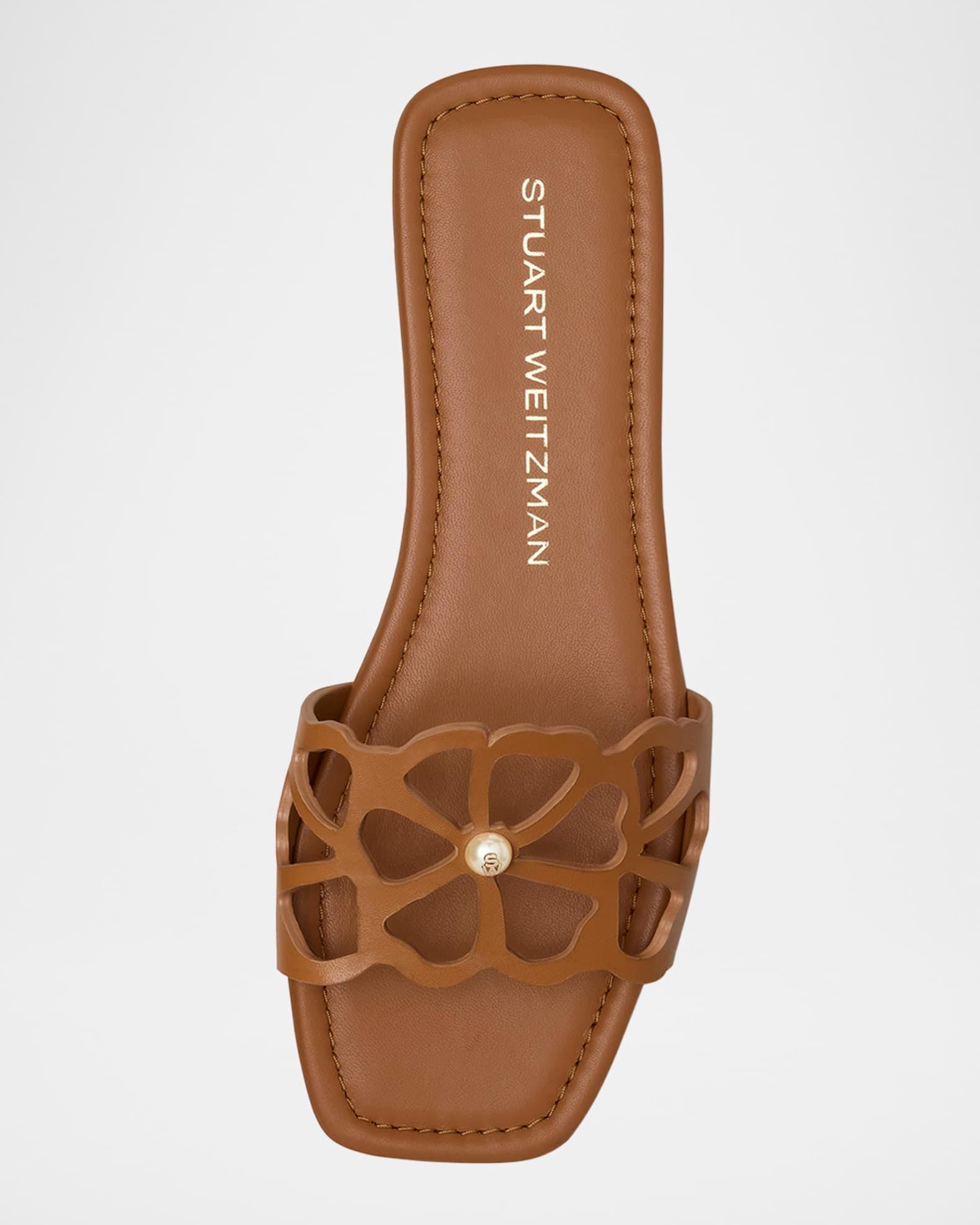 Jasmine Leather Cutout Flat Slide Sandals Product Image