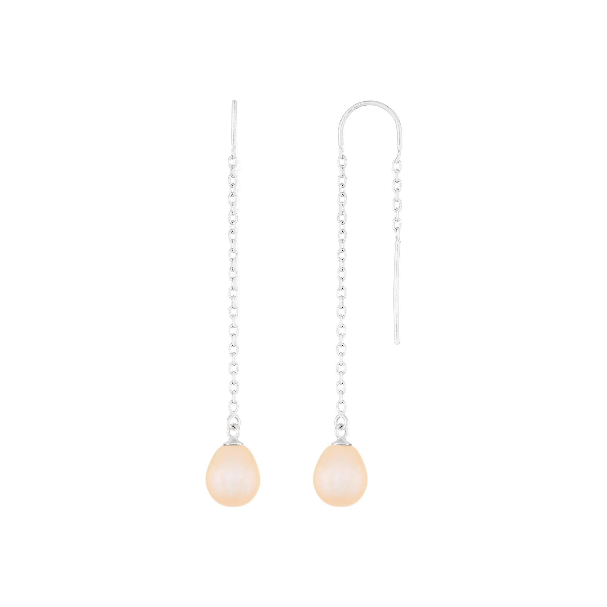 Sterling Silver Freshwater Cultured Pearl Threader Earrings, Women's, Pink Product Image