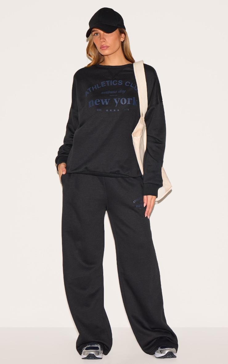 Black Oversized New York Printed Sweatshirt Product Image
