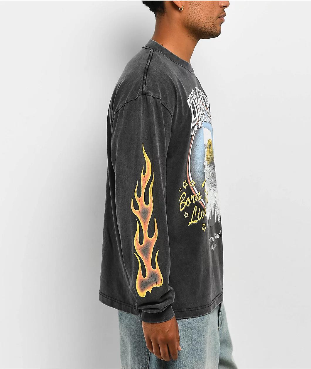Dravus Americana Vintage Black Long Sleeve T-Shirt Product Image