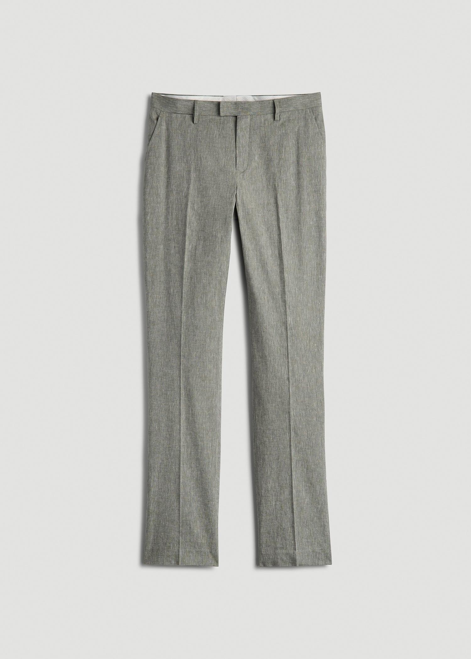 Stretch Linen Dress Pants for Tall Men in Climbing Ivy Linen Male Product Image