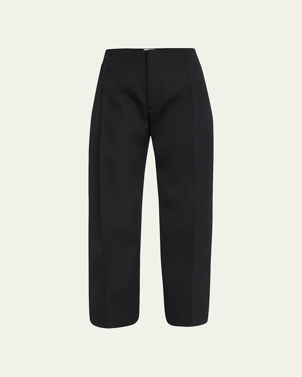 Womens Compact Wool Flat-Front Trousers Product Image
