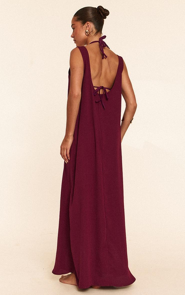 Purple Floaty Woven Boat Neck Maxi Beach Dress Product Image