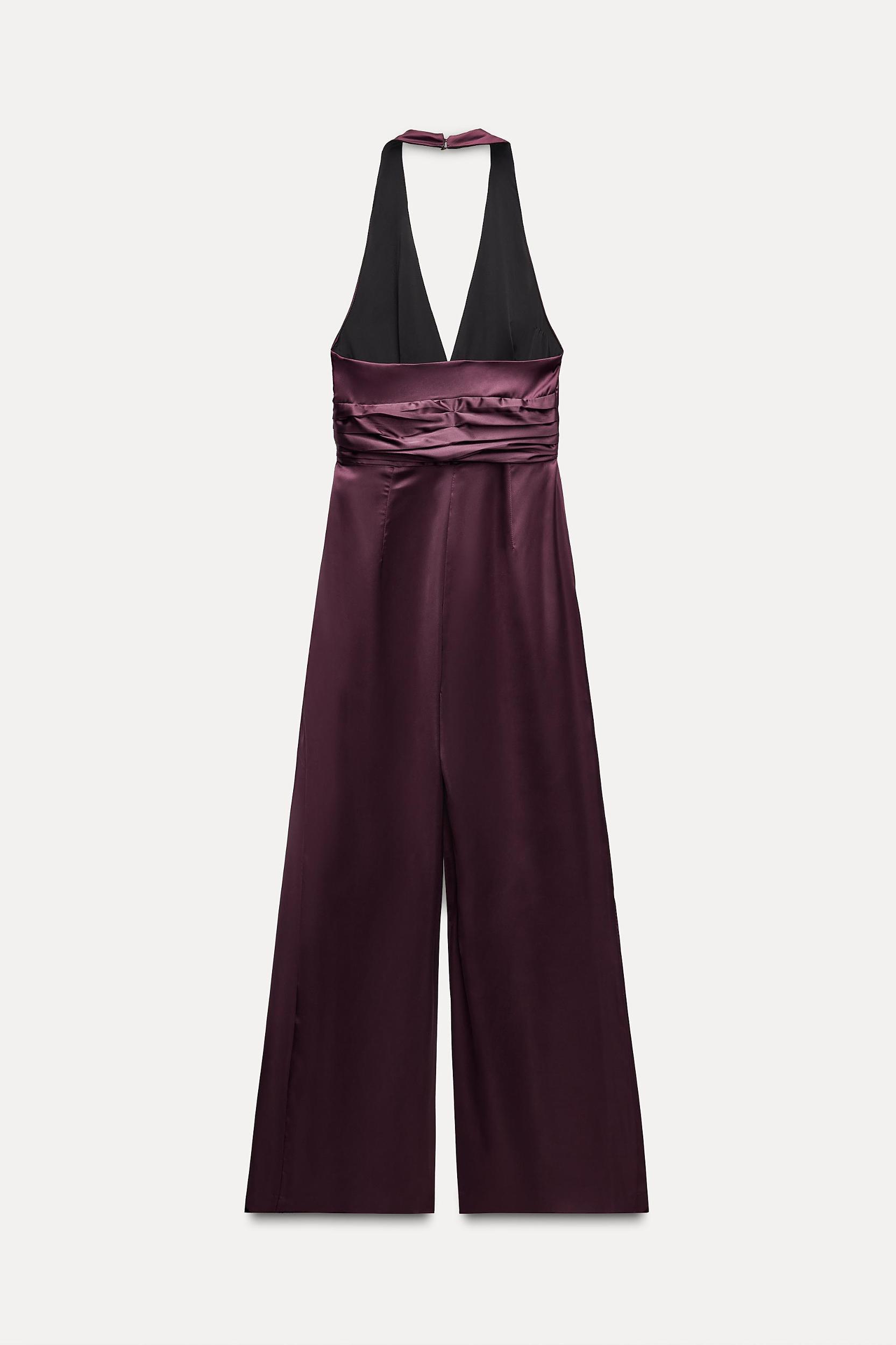 LONG RUCHED HALTER JUMPSUIT Product Image