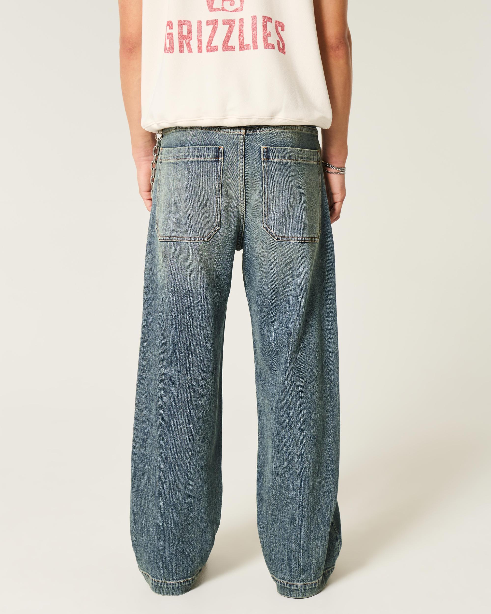 Medium Wash Seamed Super Baggy Jeans Product Image