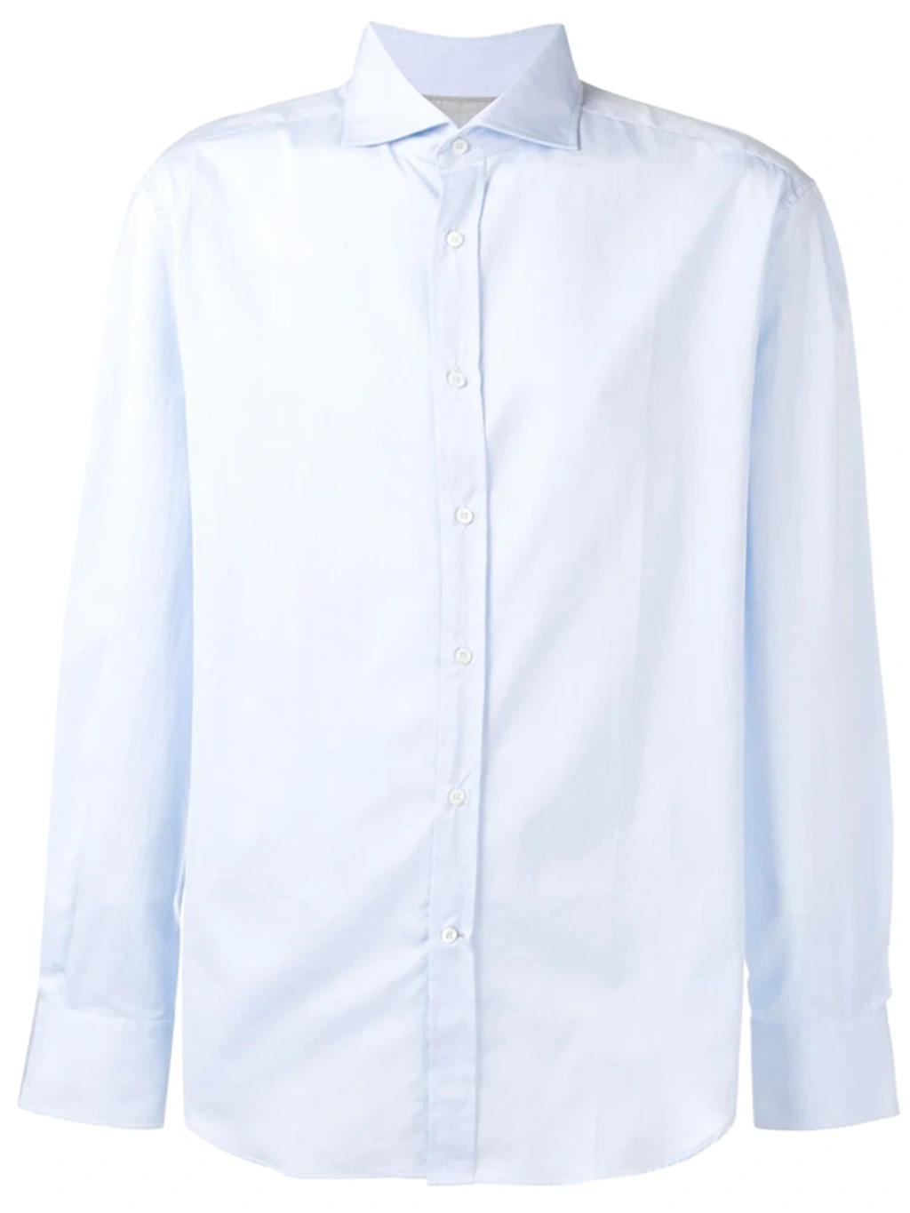 BRUNELLO CUCINELLI Spread-collar Long-sleeve Shirt In Blue Product Image