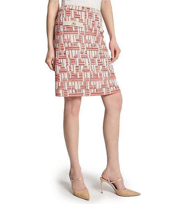 Ming Wang Geometric Knit A-Line Skirt Product Image