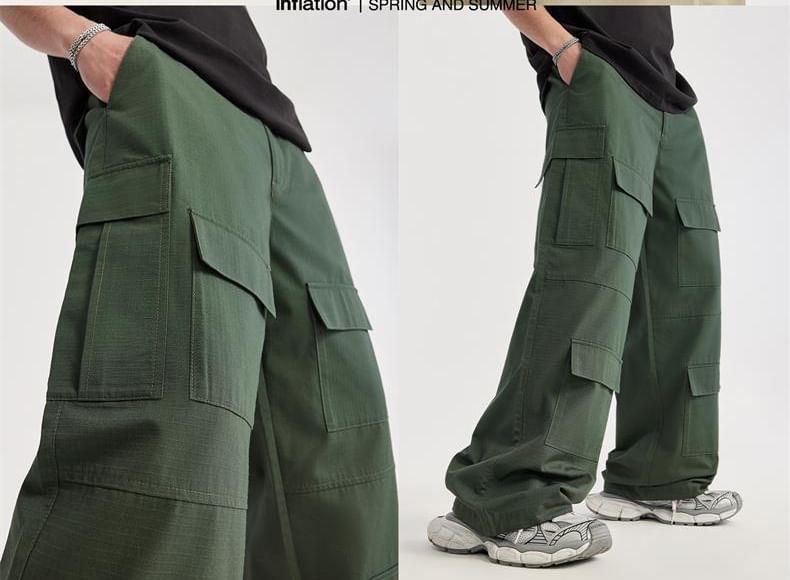 Multi-Pockets Wide-Leg Pants Product Image