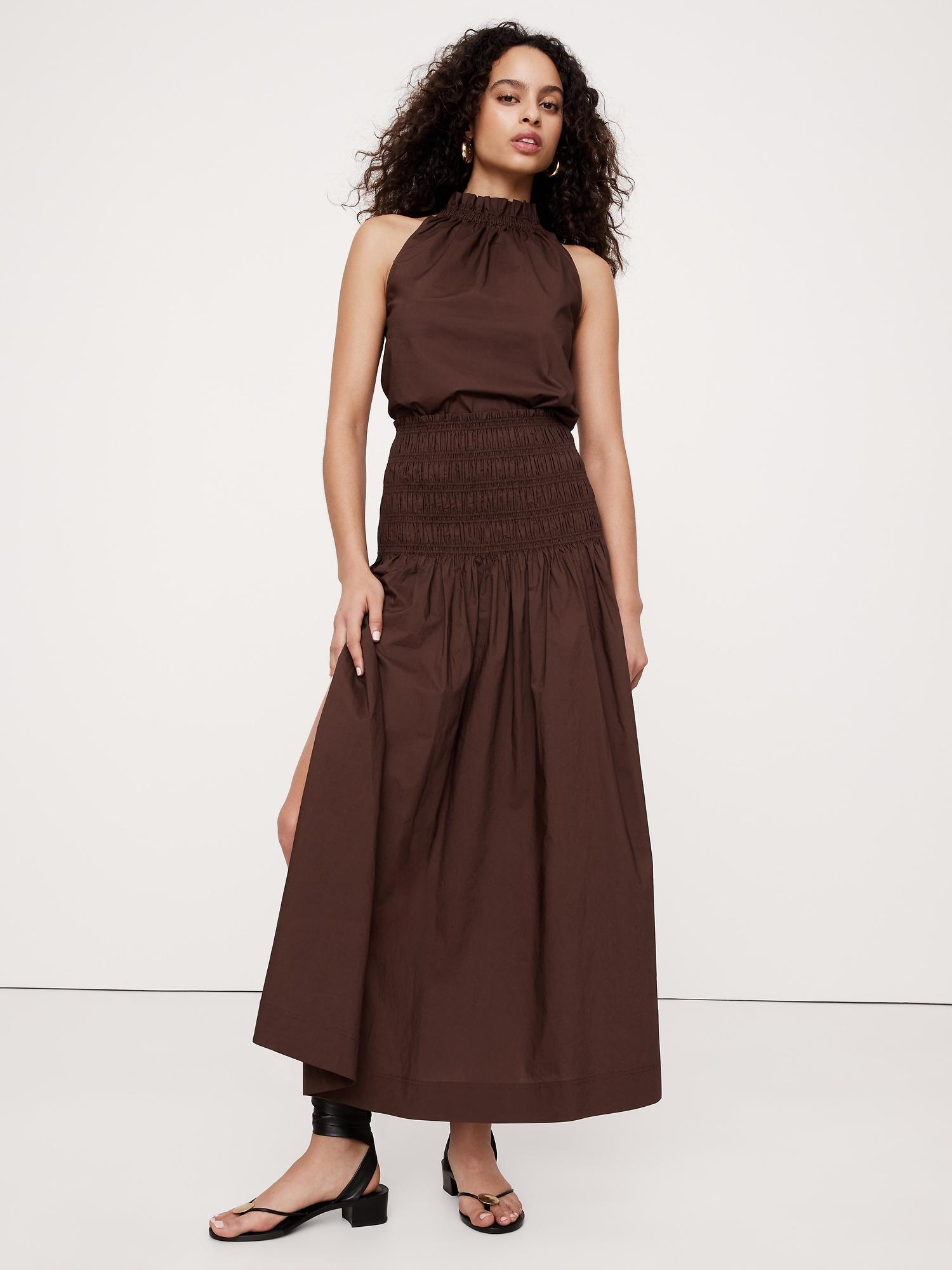 Cotton Poplin Smocked-Waist Maxi Skirt Product Image