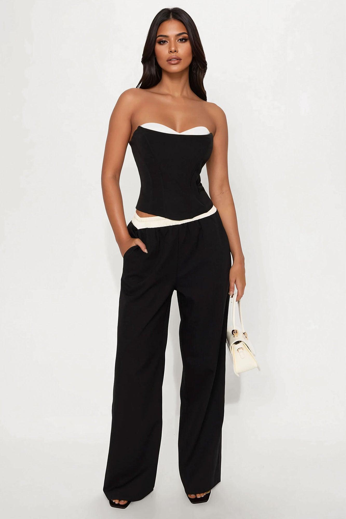 Formal Icon Corset Top - Black/White Product Image