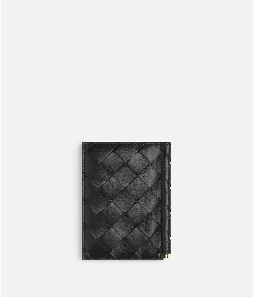 Women's Intrecciato Flap Card Case With Bill Clip in Black Product Image