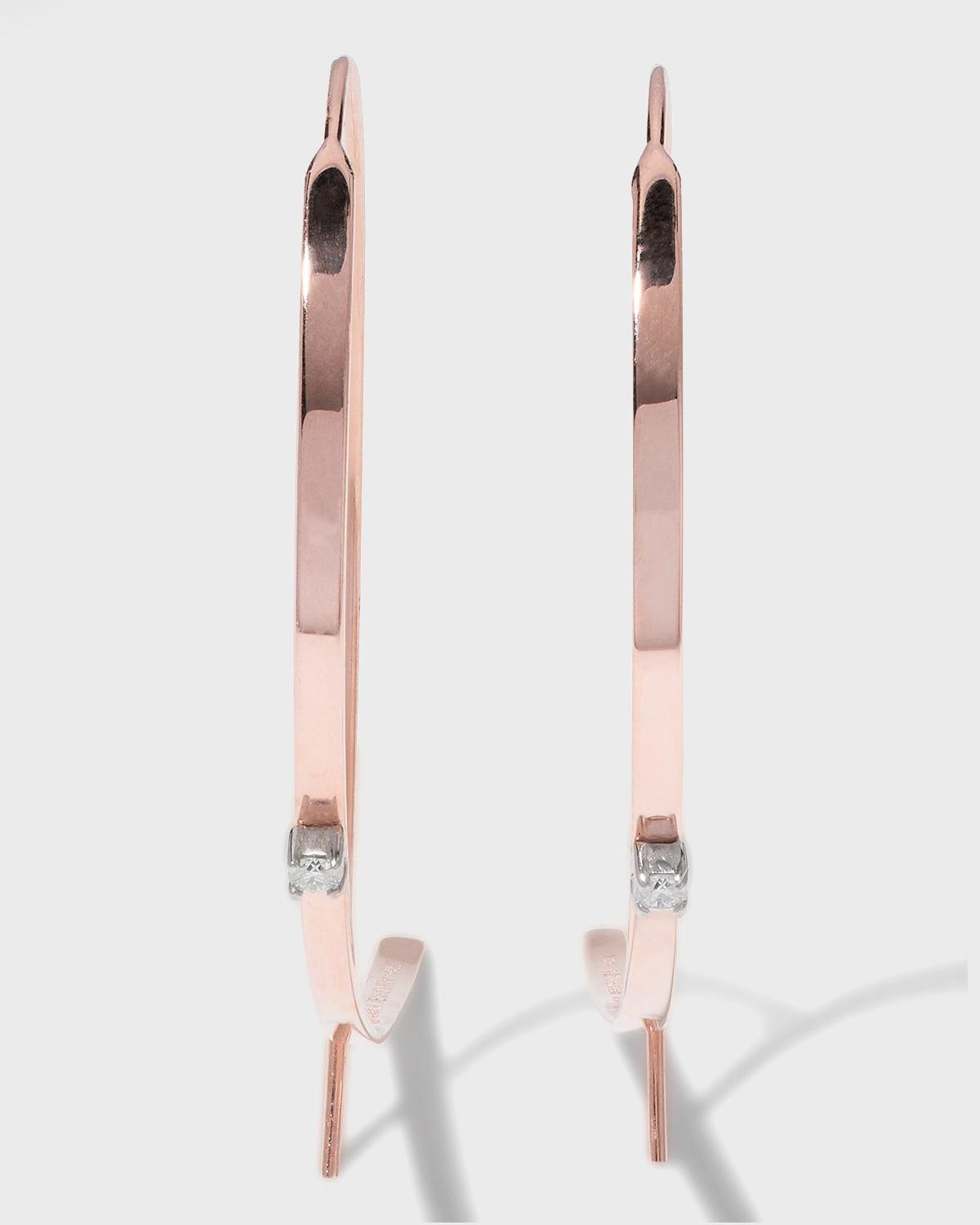 Small Flat Diamond Hoop Earrings Product Image