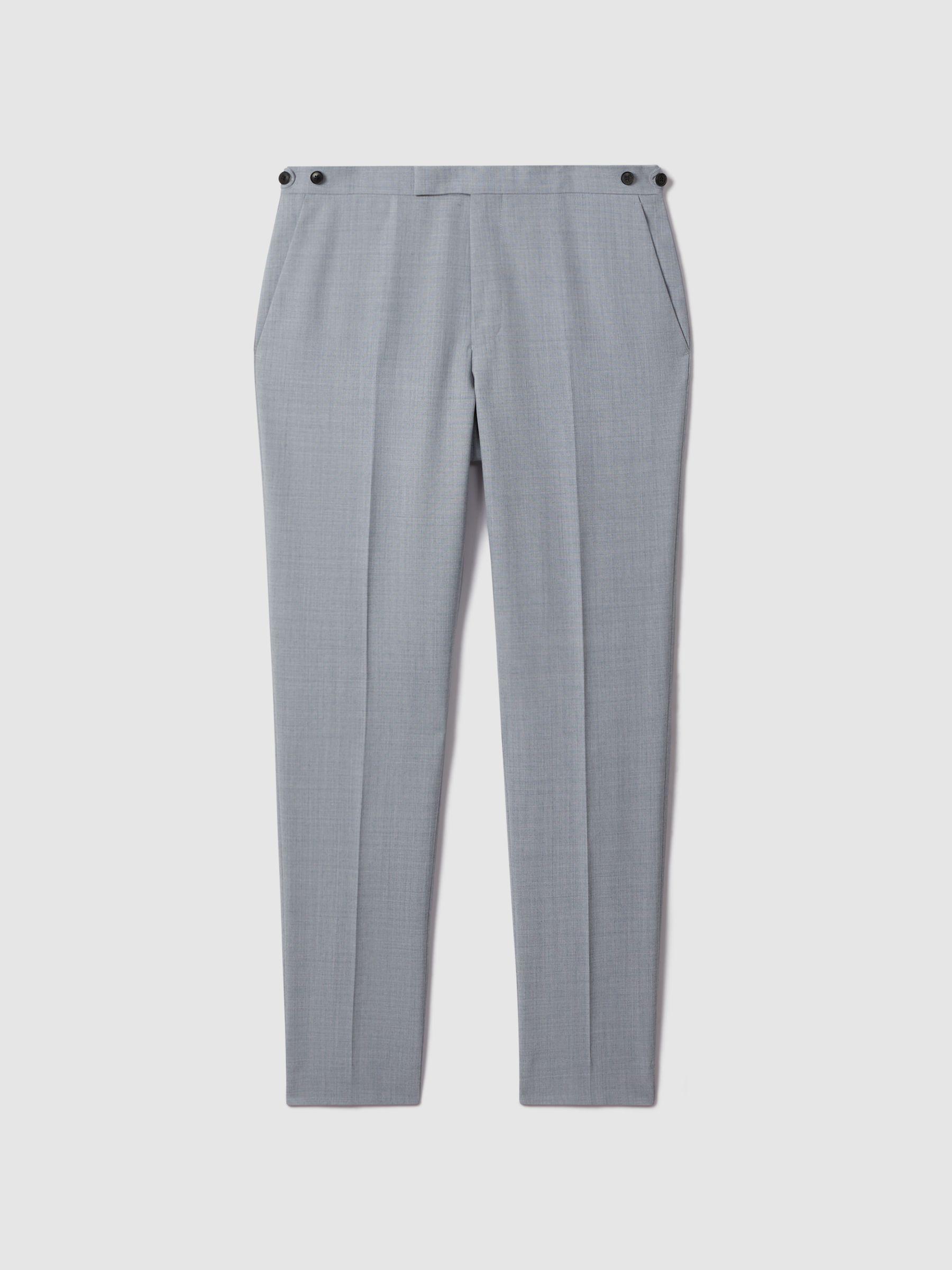 Slim Fit Wool Adjuster Trousers in Soft Blue Product Image