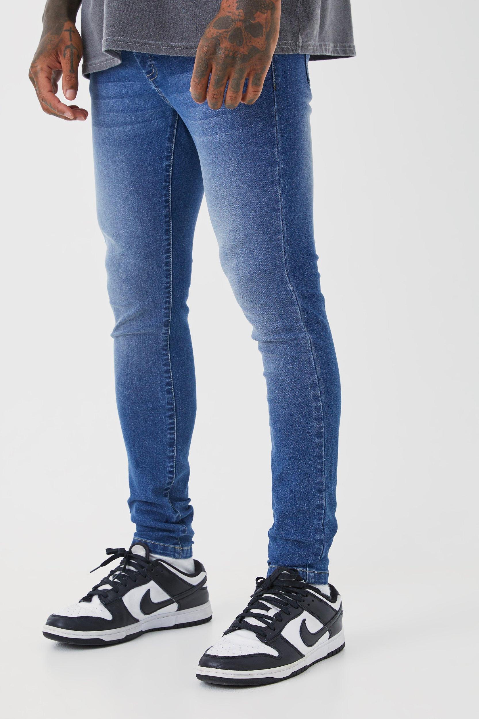 Mens Super Skinny Stretch Jean - Blue Product Image