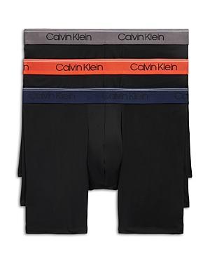 Men's Calvin Klein 3-Pack Microfiber Stretch Boxer Briefs, Size: 2XL, Black Convoy Red Gala Product Image