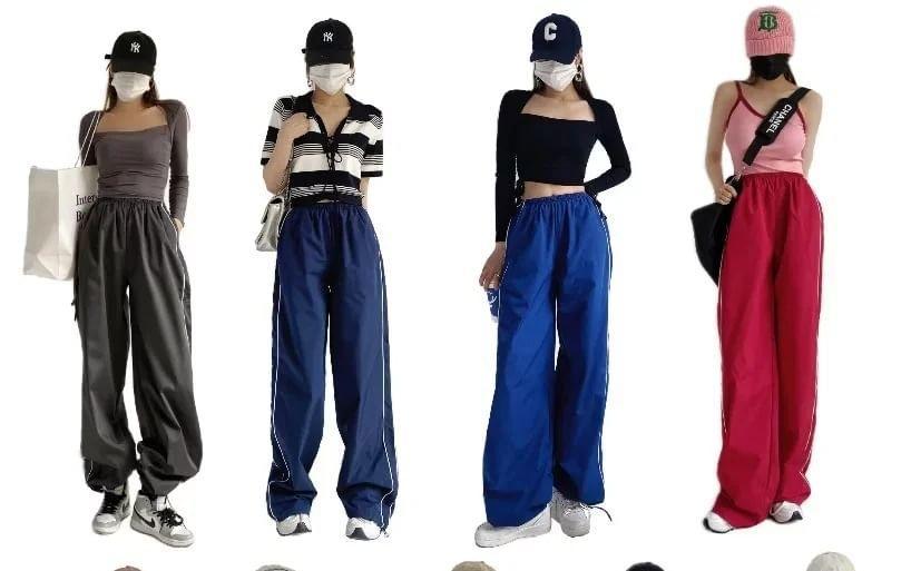 High Rise Drawstring-Cuff Sweatpants Product Image