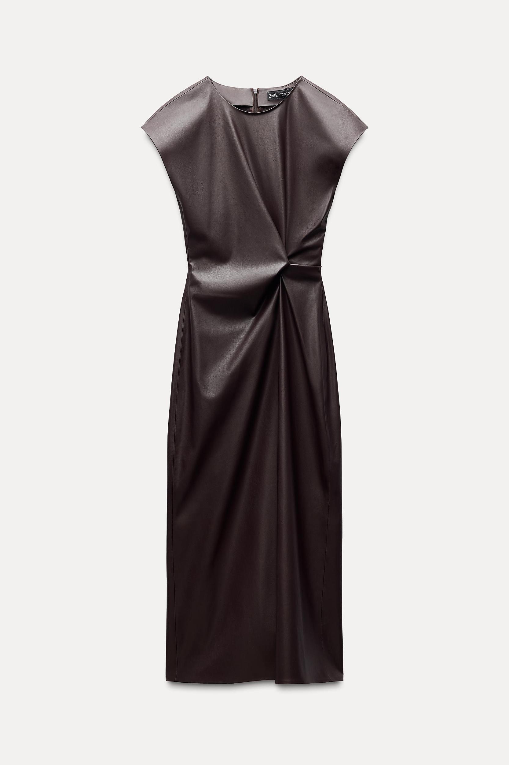 FAUX LEATHER MIDI DRESS Product Image