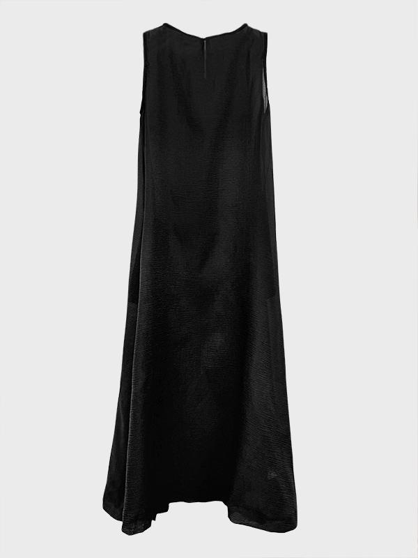 A-Line Loose Pockets See-Through Solid Color Round-Neck Cover-Up Midi Dresses Product Image
