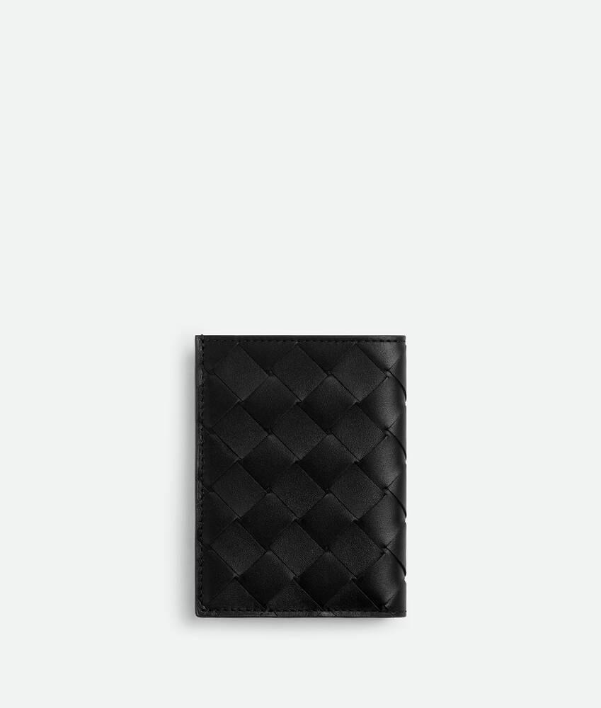Men's Intrecciato Slim Flap Card Case in Black Product Image